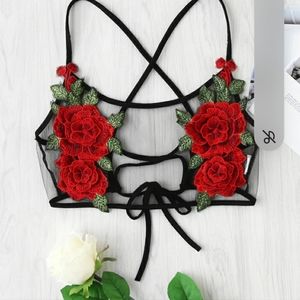 Black sheer Rose bralette